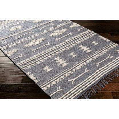 Cheyenne Naturals CNA-2300 Rug by Surya in aqua, brown, navy, cream. Made from 60% jute, 30% wool, 10% polyester in a unique style.