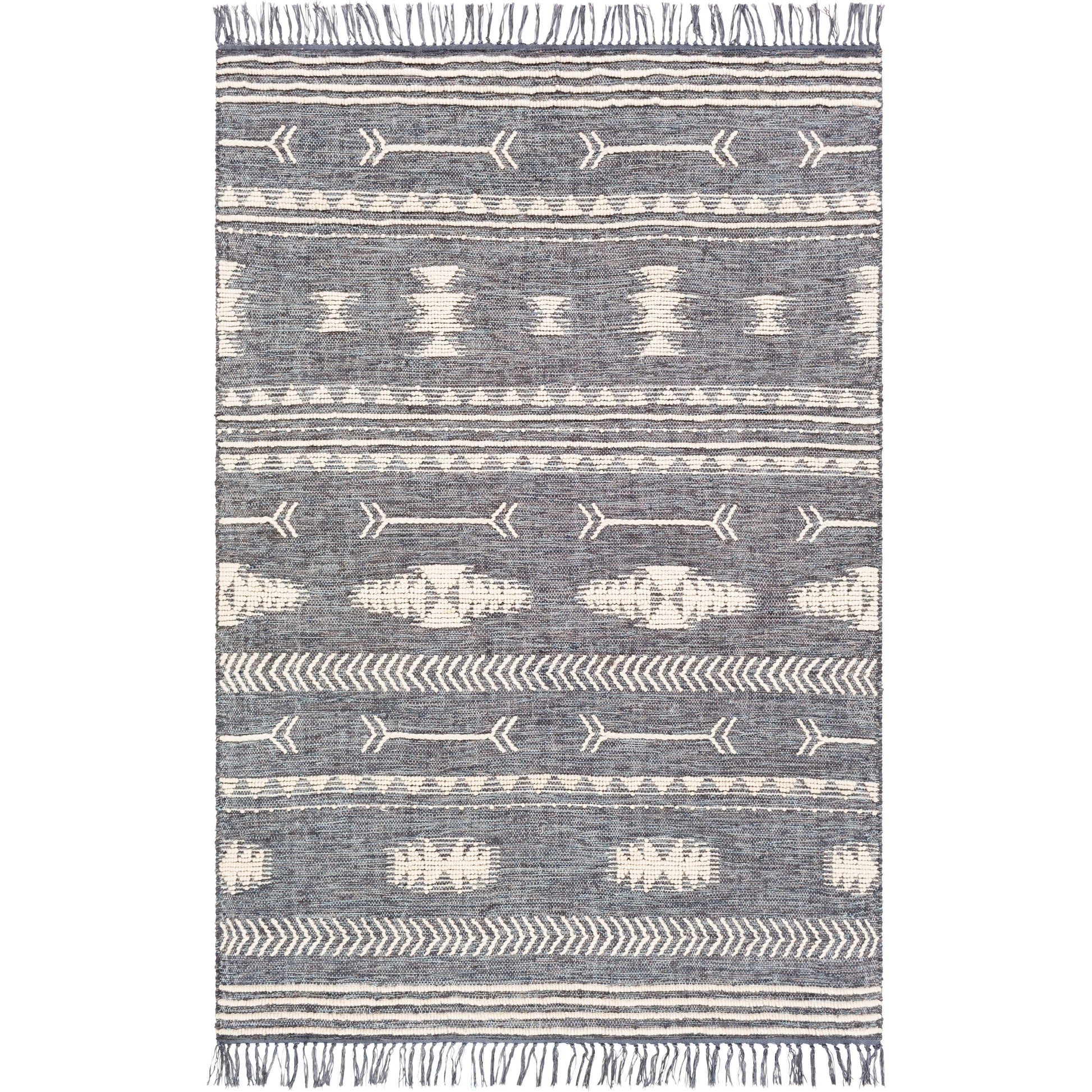 Cheyenne Naturals CNA-2300 Rug by Surya in aqua, brown, navy, cream. Made from 60% jute, 30% wool, 10% polyester in a unique style.