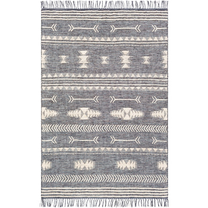 Cheyenne Naturals CNA-2300 Rug by Surya in aqua, brown, navy, cream. Made from 60% jute, 30% wool, 10% polyester in a unique style.