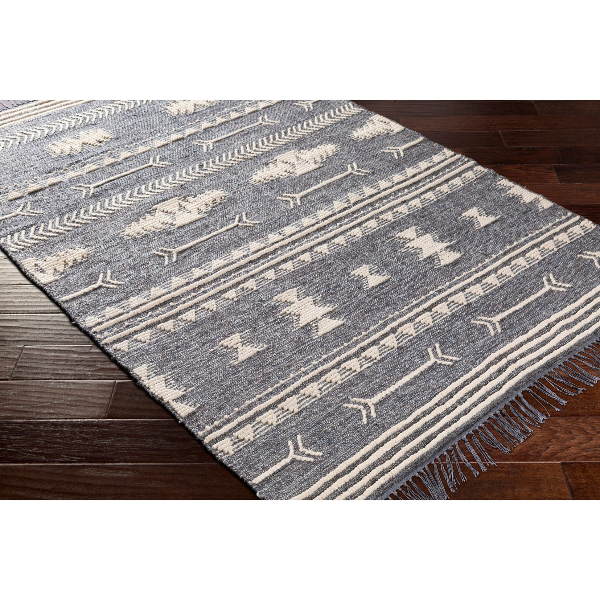 Cheyenne Naturals CNA-2300 Rug by Surya in aqua, brown, navy, cream. Made from 60% jute, 30% wool, 10% polyester in a unique style.