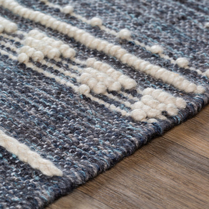 Cheyenne Naturals CNA-2300 Rug by Surya in aqua, brown, navy, cream. Made from 60% jute, 30% wool, 10% polyester in a unique style.