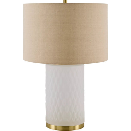 Cancale Accent Table Lamp by Livabliss. Made from glass, iron, linen in a transitional style.