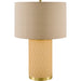 Cancale Accent Table Lamp by Livabliss. Made from glass, iron, linen in a transitional style.