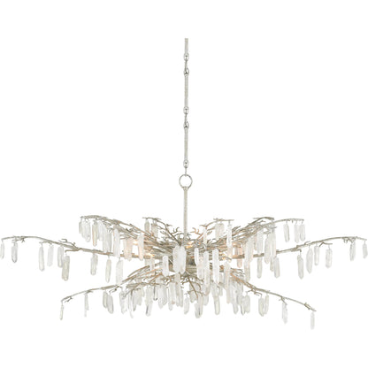 Forest Dawn Chandelier by Currey and Company. Made from wrought iron, crystal in a eclectic & global style.