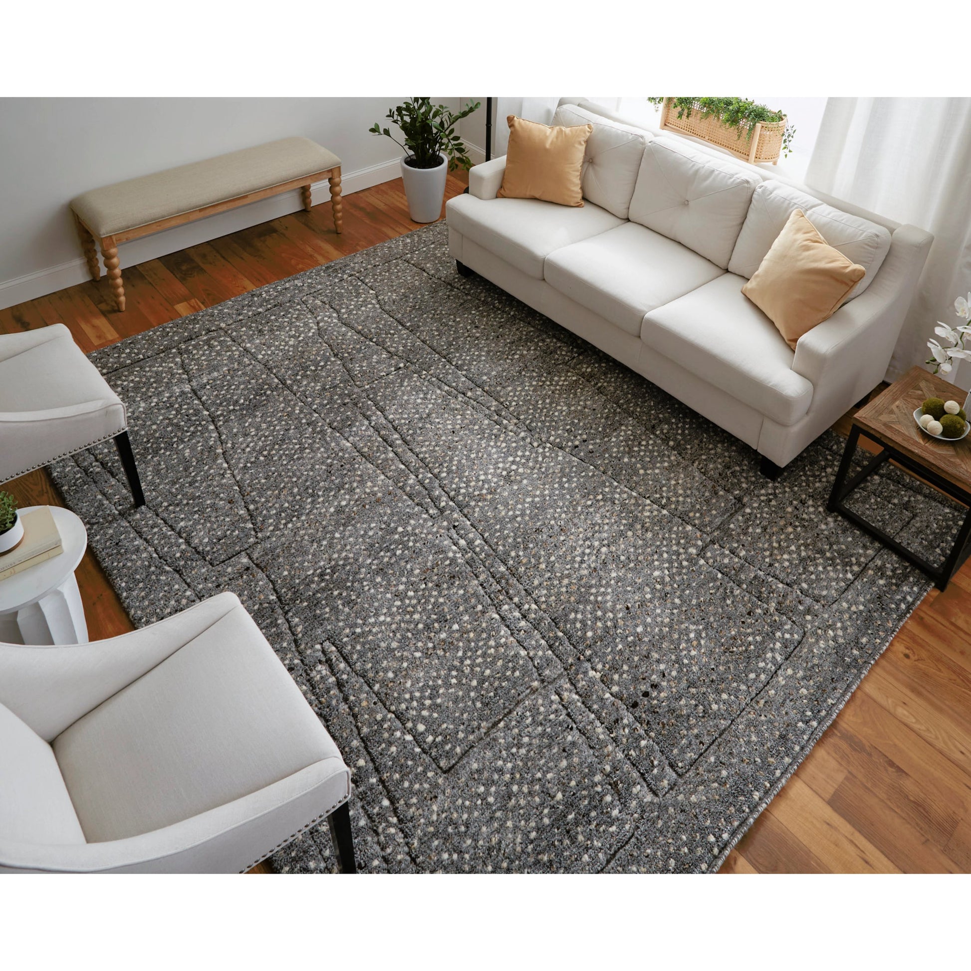 Dering Polka Dots Rug - T27T6042 by Thom Felicia by Feizy Rugs in gray, tan, taupe. Made from wool in a unique style.