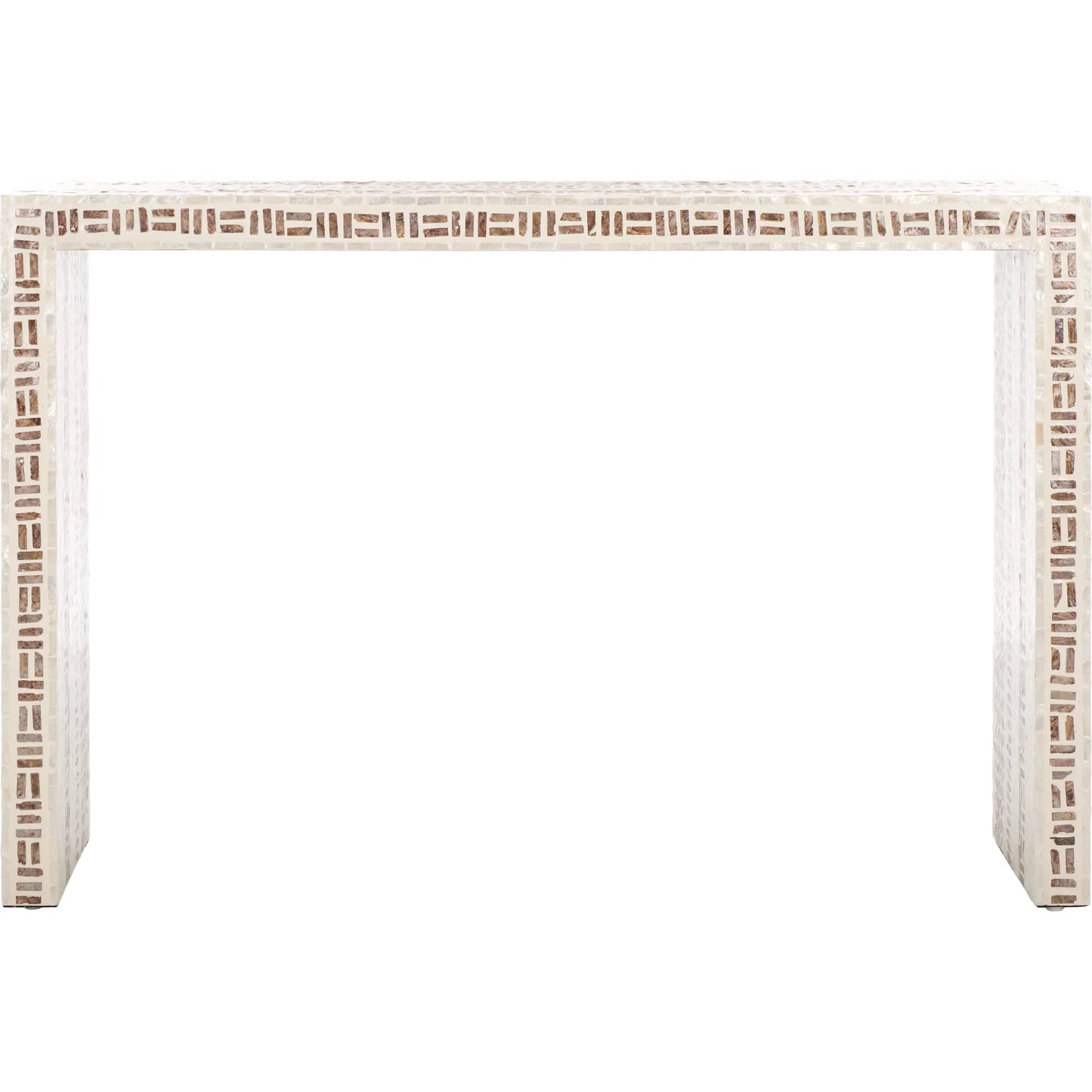 002 SI-2249534 | Additional Silo | Verdigris Console Table by HedgeApple Essentials in white, gold. Made from mdf, solid wood, capiz in a modern style.