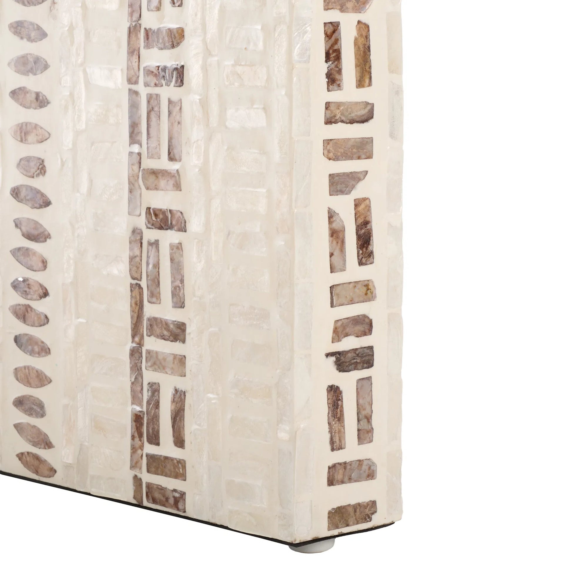 Verdigris Console Table by HedgeApple Essentials in white, gold. Made from mdf, solid wood, capiz in a modern style.