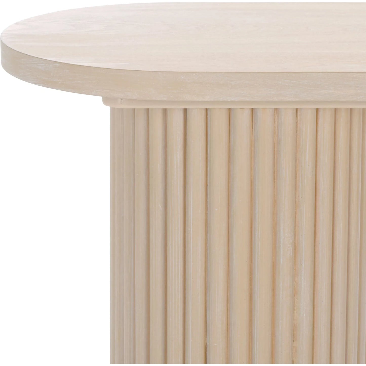 005 SI-2380174 | Closeup | Yates Console Table by HedgeApple Essentials in bleached white. Made from mdf, ash veneer in a transitional style.