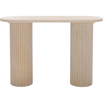 Yates Console Table by HedgeApple Essentials in bleached white. Made from mdf, ash veneer in a transitional style.