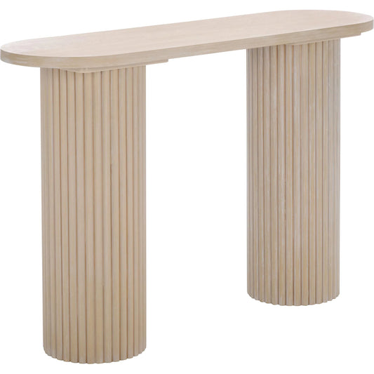 Yates Console Table by HedgeApple Essentials in bleached white. Made from mdf, ash veneer in a unique style.