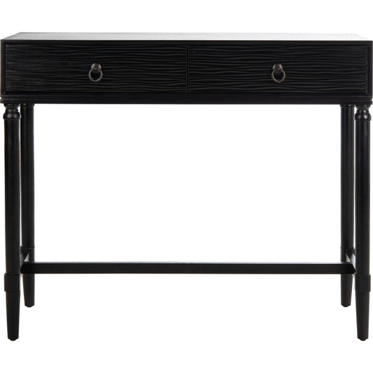 Noble 2 Drawers Console Table by HedgeApple Essentials in black. Made from pine, mdf, zinc alloy in a transitional style.