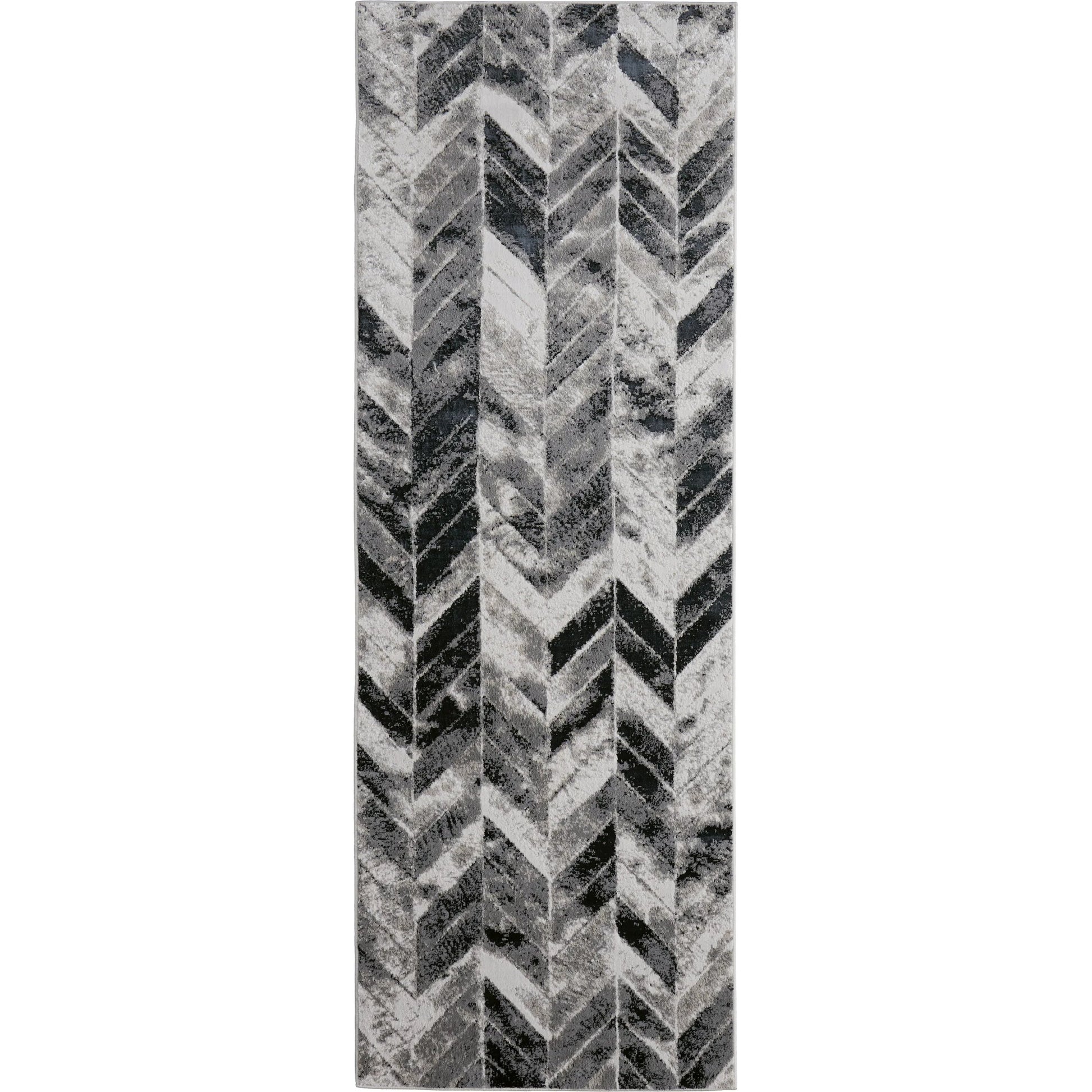 Micah Chevron Rug - 3048F by Feizy in black, gray, silver. Made from polyester, polypropylene in a unique style.