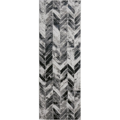 Micah Chevron Rug - 3048F by Feizy in black, gray, silver. Made from polyester, polypropylene in a unique style.