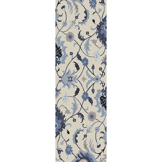 Centennial Rug - 1228 by Livabliss in beige, ink blue, dark blue, dusty sage, gray. Made from 100% wool in a unique style.