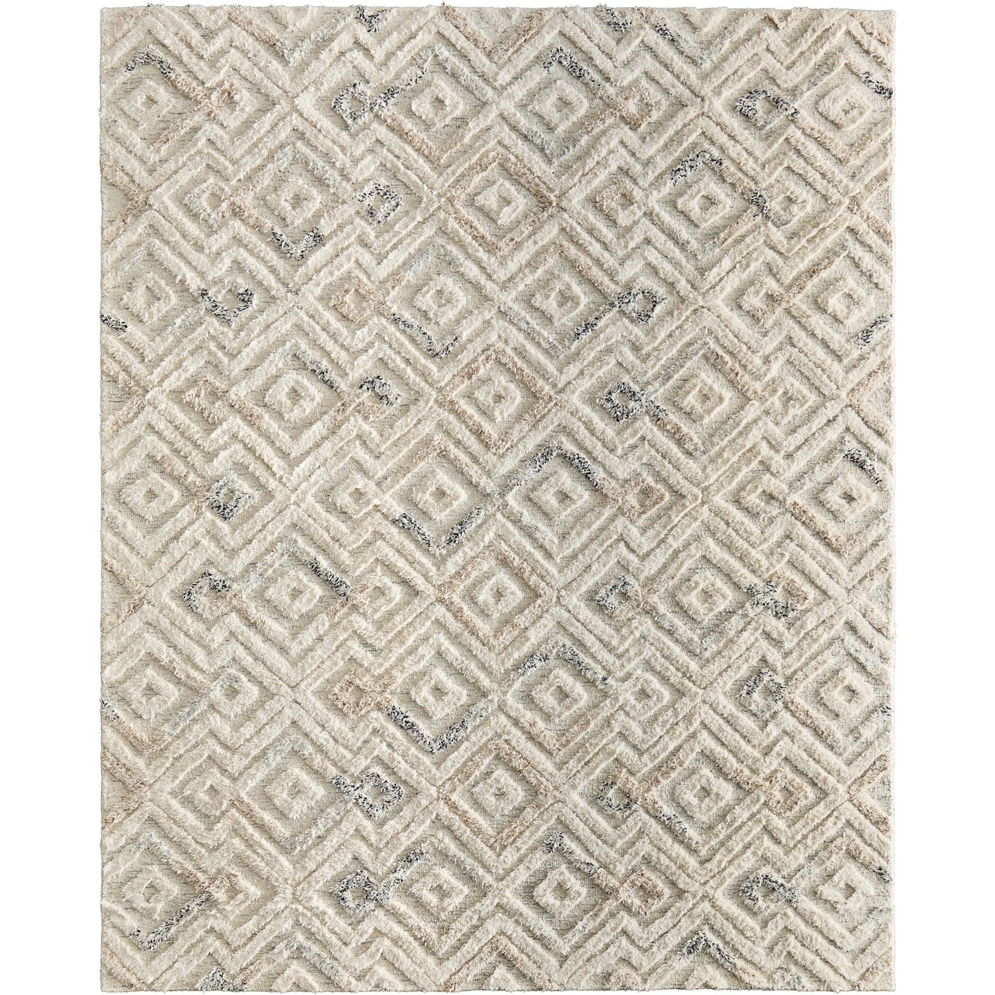 002 SI-1753540,SI-1753541,SI-1753542,SI-1753543,SI-1753545 | Primary Silo | Anica Transitional Moroccan Rug - 8004F by Feizy in ivory, gray, black. Made from wool in a unique style.