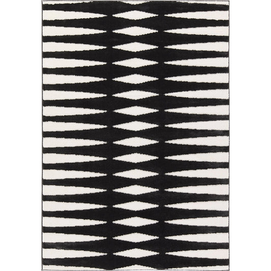Calix by Nikki Chu CNU01 Rug by Jaipur Living in black, white. Made from 70% polypropylene 30% polyester in a unique style.