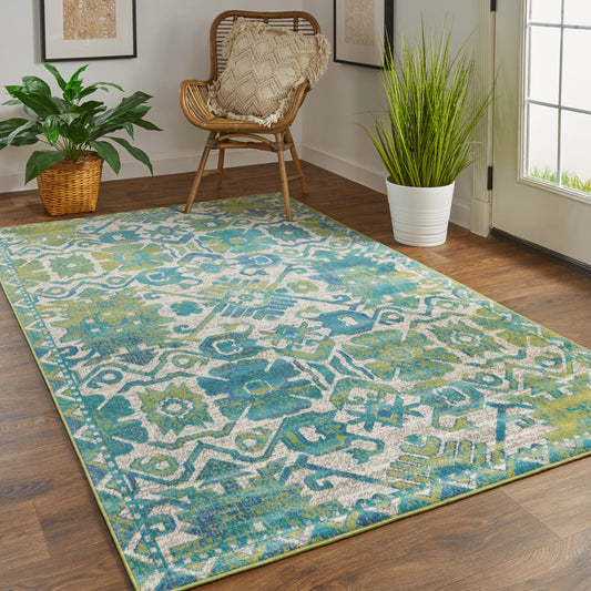 Foster Transitional Oriental Rug - 3758F by Feizy in green, blue. Made from polypropylene in a unique style.