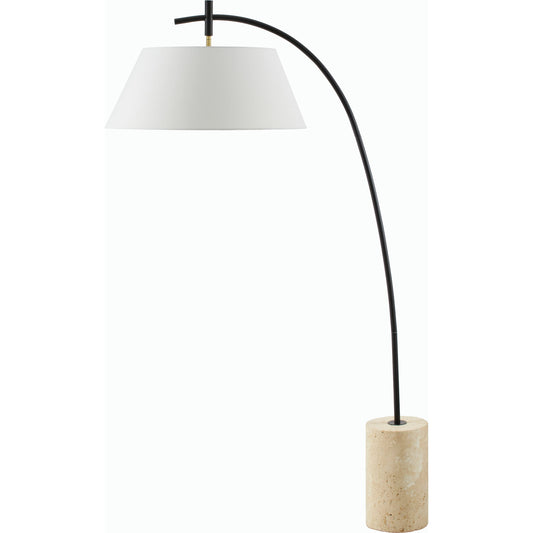 Cadenza Accent Floor Lamp - 535721 by Surya in body: black, base: beige, shade: white, cord: black and naturalhand painted. Made from iron, linen, polystyrene in a modern style.