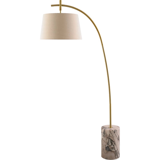 Cadenza Accent Floor Lamp by Surya in brown. Made from iron, marble, linen, polyester in a modern style.