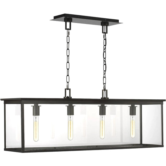 Freeport Linear Outdoor Chandelier by Visual Comfort & Co. in heritage copper. Made from stainless steel in a unique style.