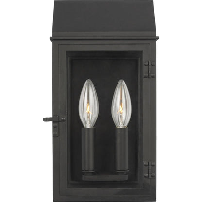 Hingham Small Outdoor Wall Lantern by Visual Comfort & Co. in textured black. Made from stonestrong in a cottage & farmhouse style.