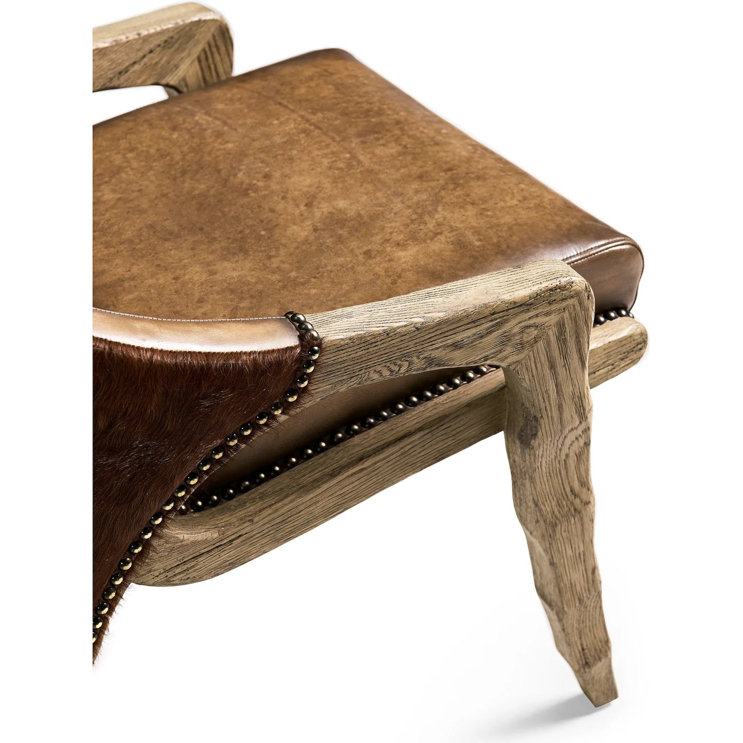 006 SI-2462587 | Closeup | Echo Canyon Leather & Hide Side Chair (Set of 2) by Jonathan Charles in faded oak. Made from oak in a traditional style.