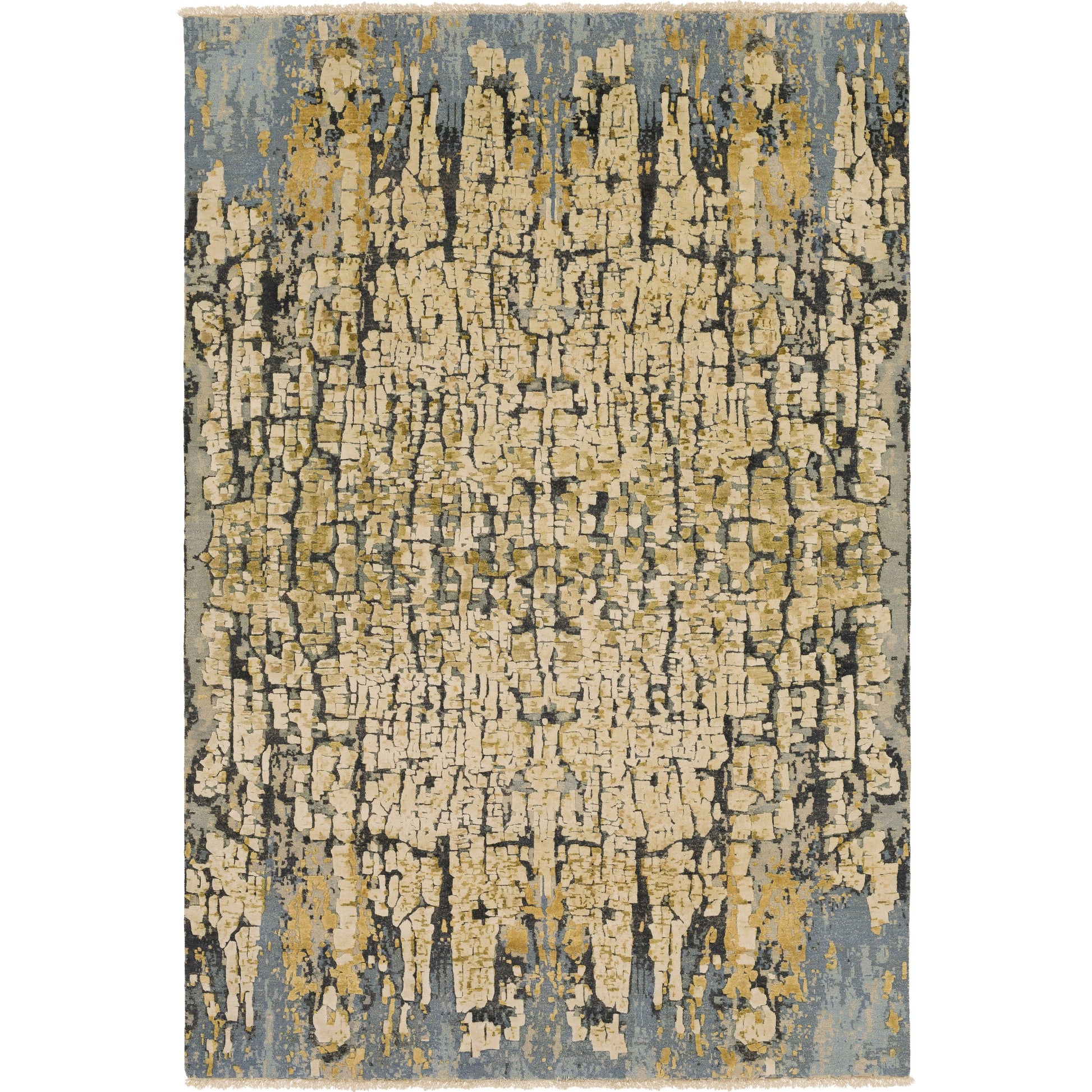 Colaba Rug - 14527 by Surya in blue, taupe, olive, dark green, light olive. Made from 70% silk, 30% wool in a unique style.