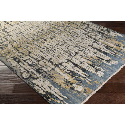Colaba Rug - 14527 by Surya in blue, taupe, olive, dark green, light olive. Made from 70% silk, 30% wool in a unique style.