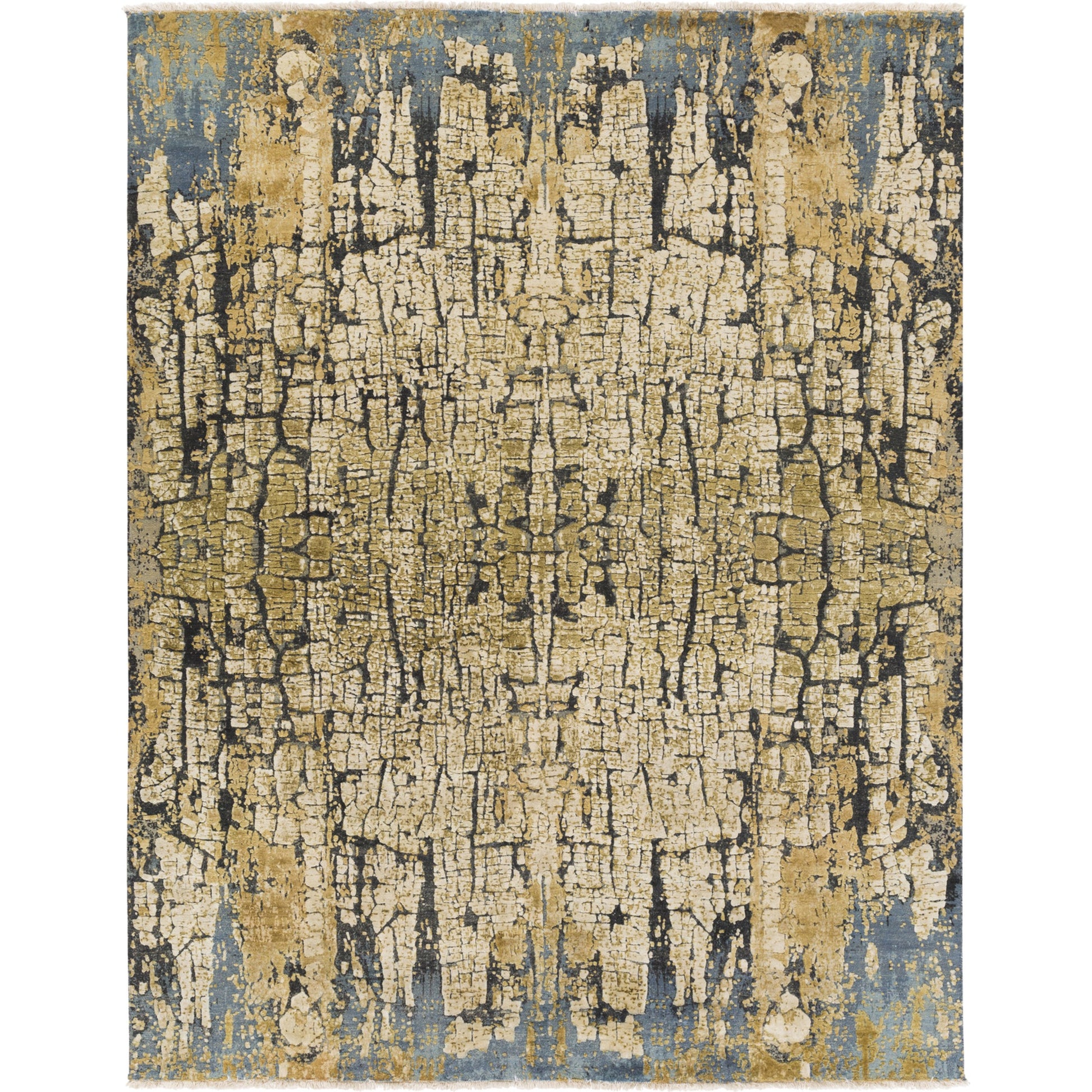 Colaba Rug - 14527 by Surya in blue, taupe, olive, dark green, light olive. Made from 70% silk, 30% wool in a unique style.