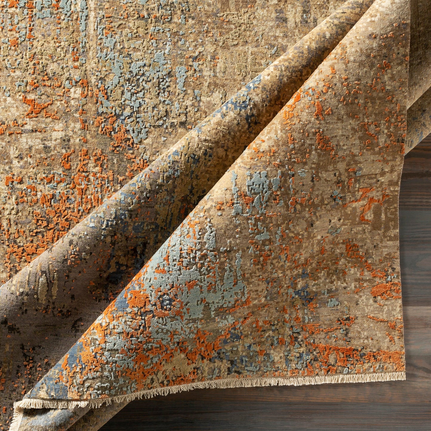 003 99197-30291,99197-30292,99197-30293,SI-1846548 | Closeup | Colaba Rug - 22179 by Surya in olive, light olive, beige, cream, rust, sage. Made from unique in a unique style.