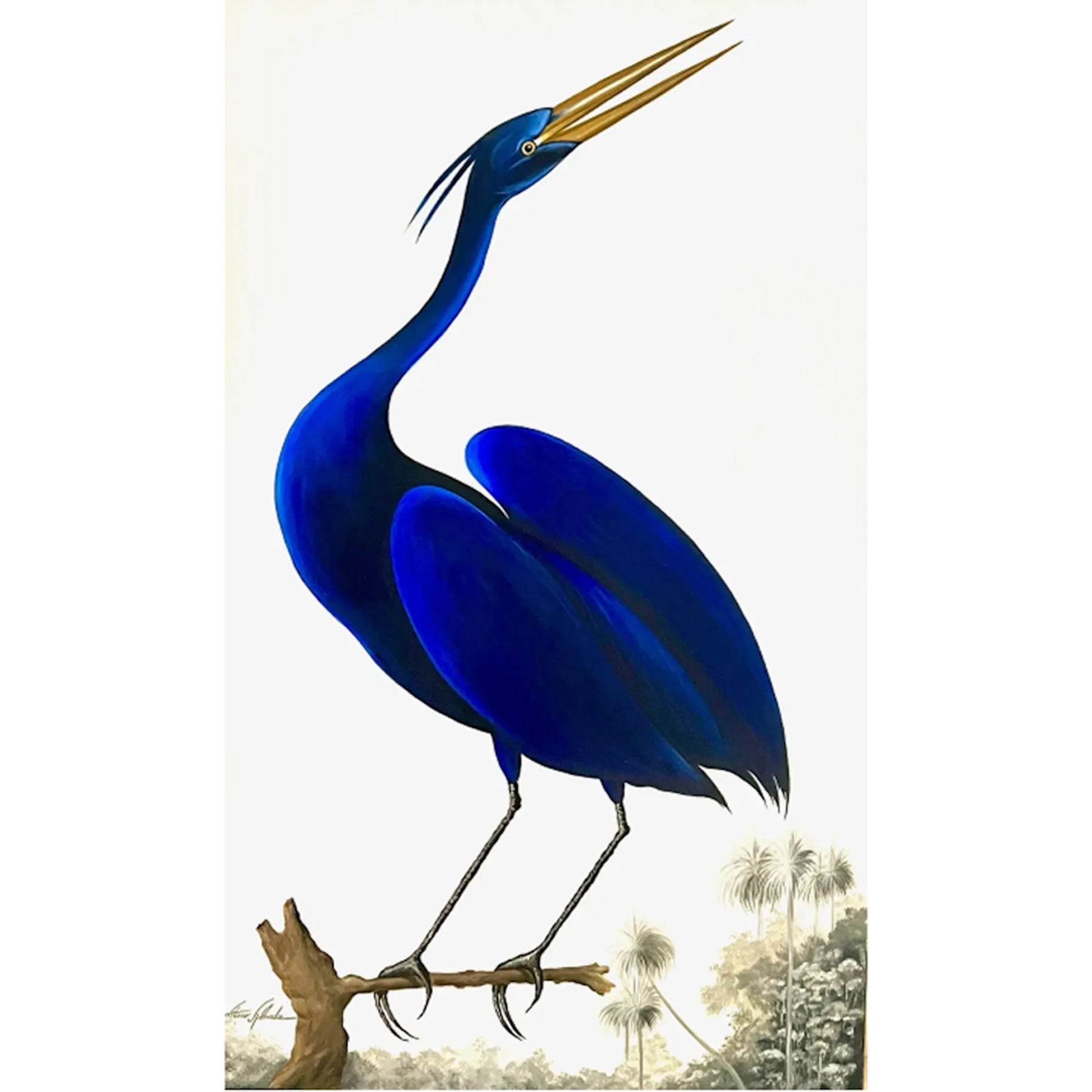 Cobalt Crane Ll by Zentique in cobalt blue and blue. Made from canvas, wood frame in a unique style.