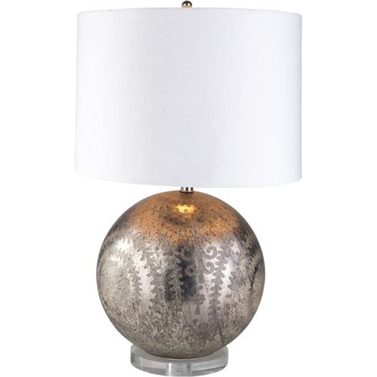 Constancce Lamp - 20627 by Surya in clear, metallic silver, metallic nickel and bottom translucent. Made from linen, glass, acrylic, iron, 100% metal in a traditional style.