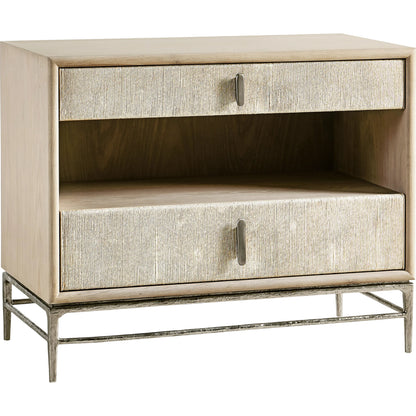 Water Clapotis Danish Cord Nightstand by Jonathan Charles in bleached oak. Made from oak, danish cord, metal in a transitional style.