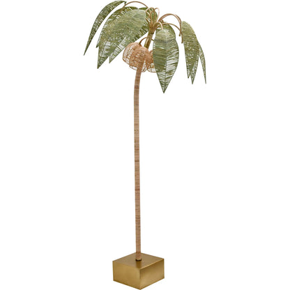 Coco Green and Natural Paper Rafia Floor Lamp by Worlds Away in green, natural. Made from unique in a coastal style.