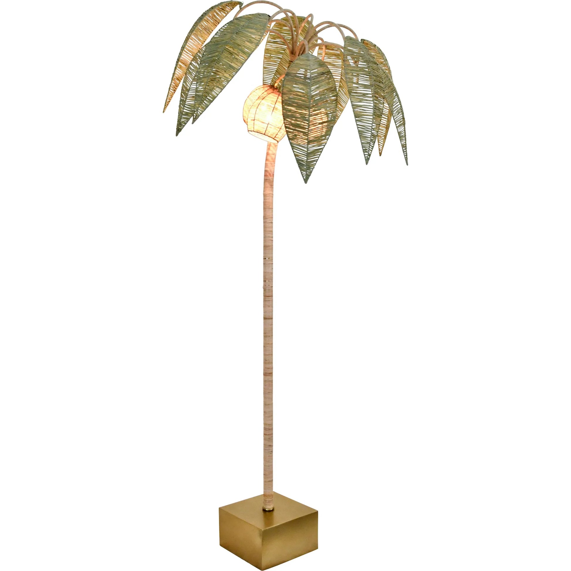 Coco Green and Natural Paper Rafia Floor Lamp by Worlds Away in green, natural. Made from unique in a coastal style.