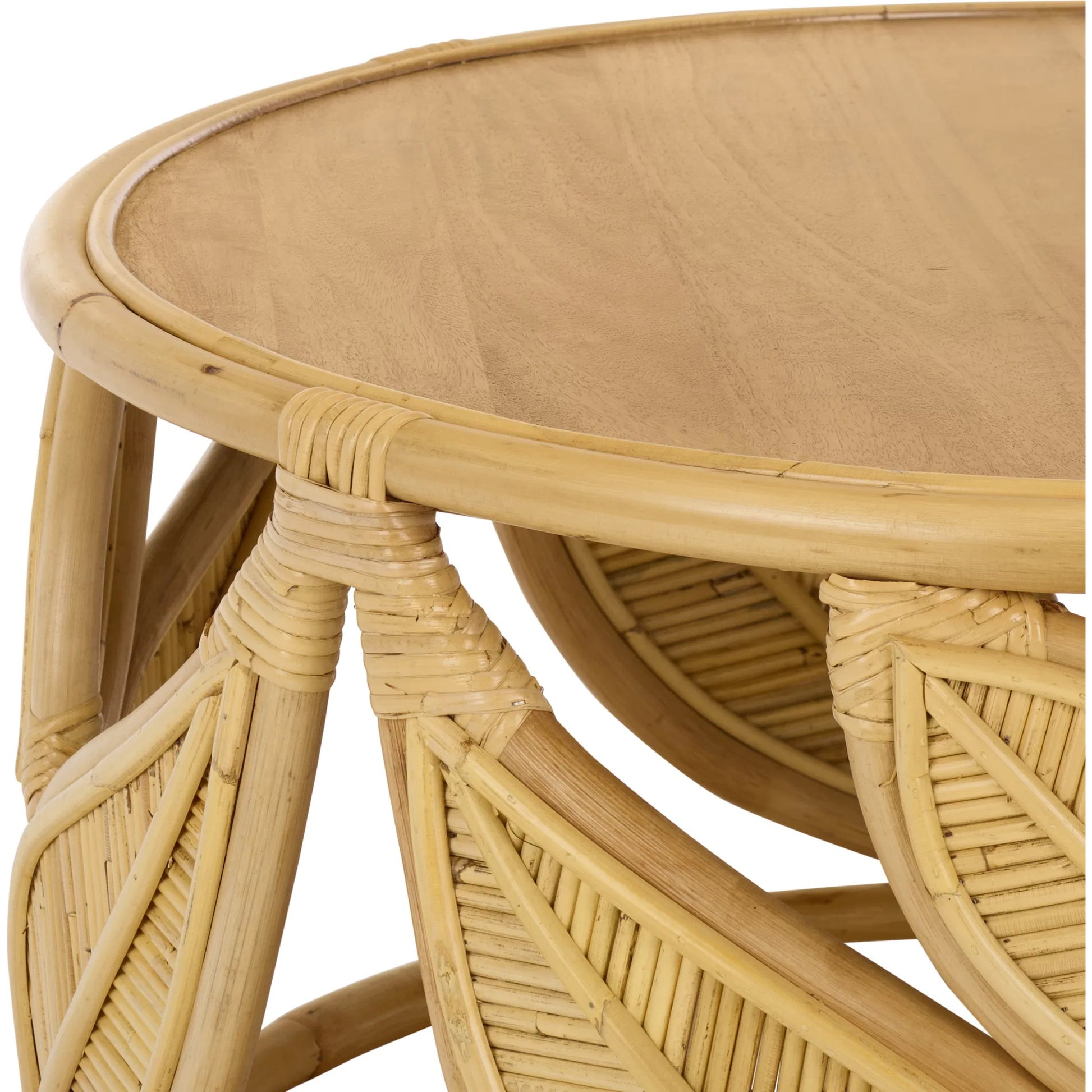 Lake Round Coffee Table by HedgeApple Essentials. Made from mango wood, rattan in a unique style.