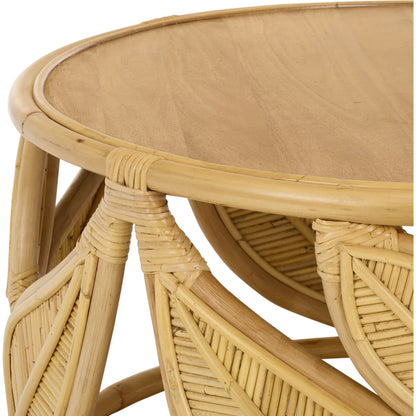 Lake Round Coffee Table by HedgeApple Essentials. Made from mango wood, rattan in a unique style.