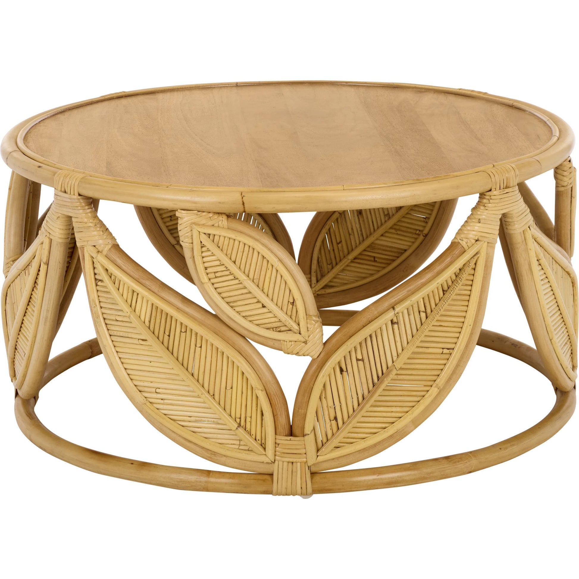Lake Round Coffee Table by HedgeApple Essentials. Made from mango wood, rattan in a unique style.