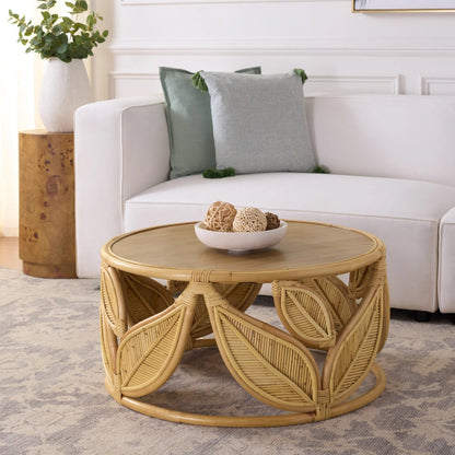 Lake Round Coffee Table by HedgeApple Essentials. Made from mango wood, rattan in a unique style.