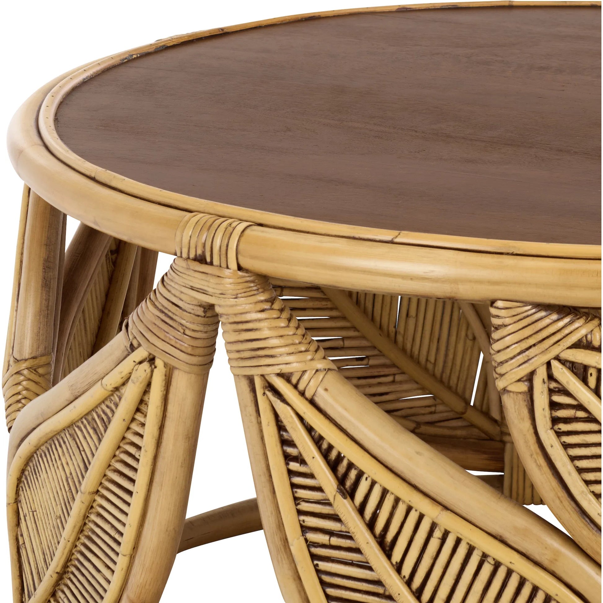 Lake Round Coffee Table by HedgeApple Essentials. Made from mango wood, rattan in a unique style.