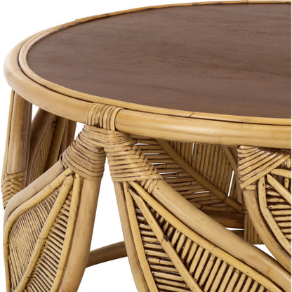 Lake Round Coffee Table by HedgeApple Essentials. Made from mango wood, rattan in a unique style.