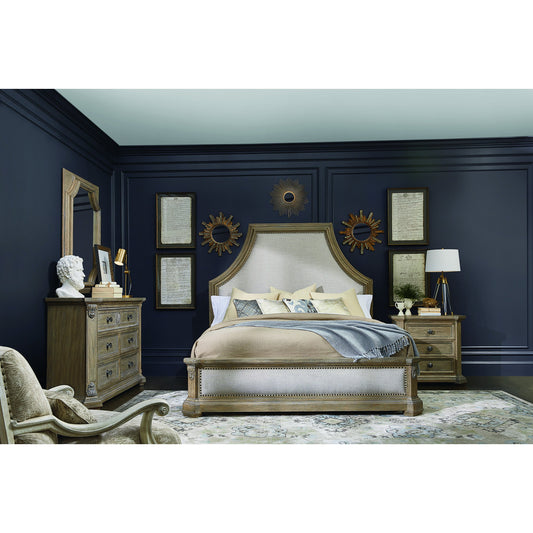 Arch Salvage Cady Nightstand by A.R.T. Furniture in brown and parch. Made from parrawood solids, cathedral elm veneers in a traditional style.