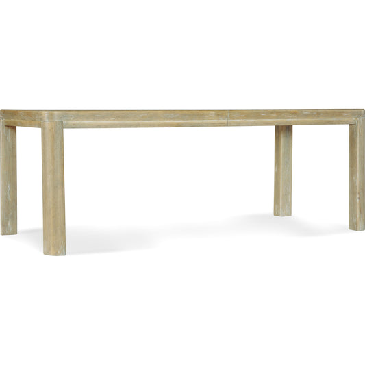 Surfrider Dining Table by Hooker Furniture in driftwood. Made from pecan veneers with solid-wood edge top in a cottage & farmhouse style.