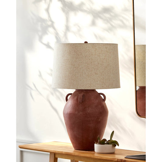 Colorado Accent Table Lamp - 531293 by Surya in red. Made from resin, linen, metal, plastic in a modern style.