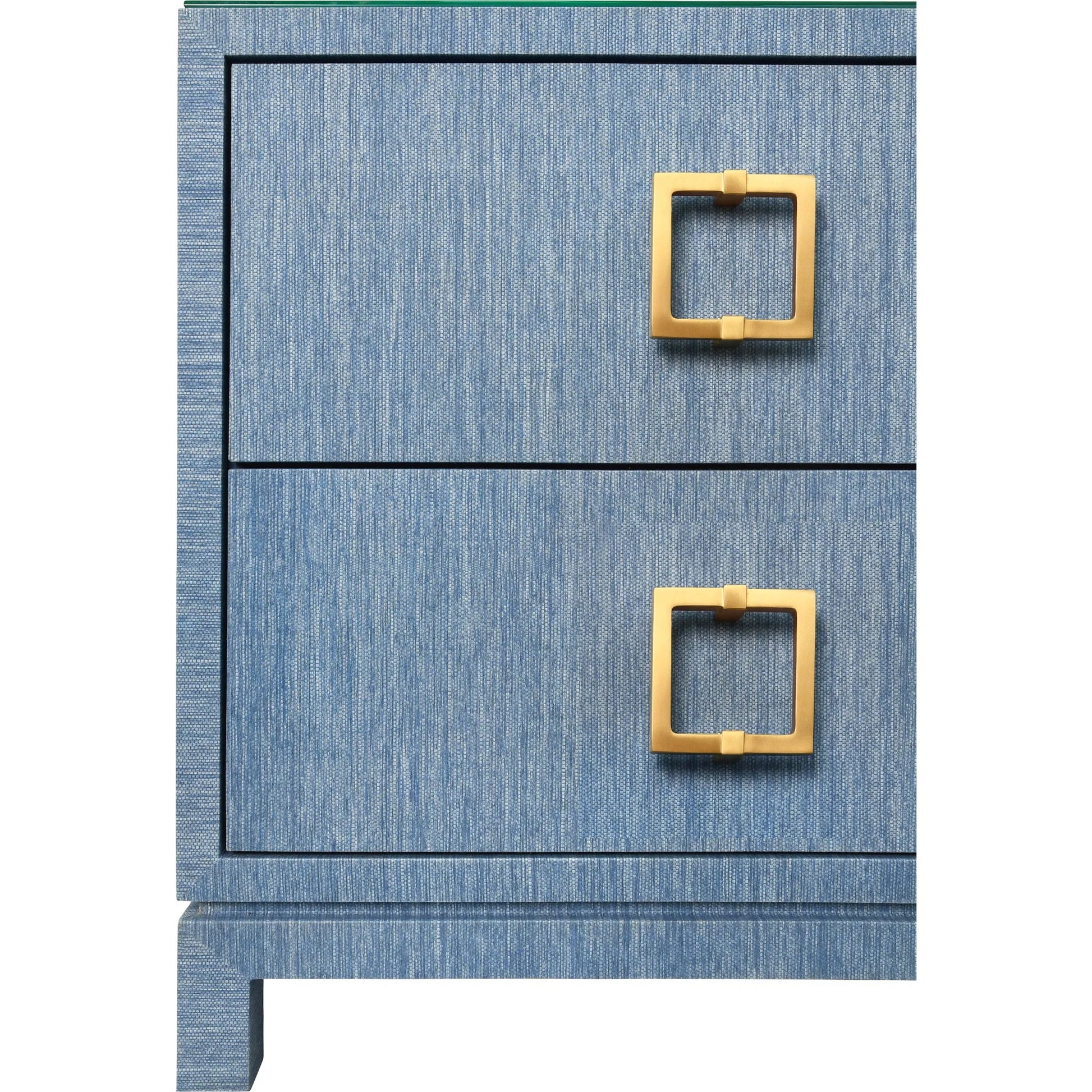 Cole Two Drawer Side Table by Worlds Away. Made from grasscloth in a unique style.