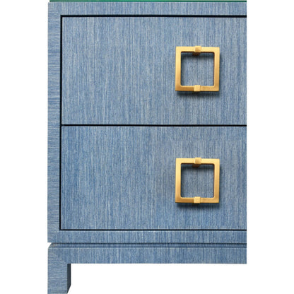 Cole Two Drawer Side Table by Worlds Away. Made from grasscloth in a unique style.