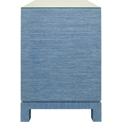 Cole Two Drawer Side Table by Worlds Away. Made from grasscloth in a unique style.