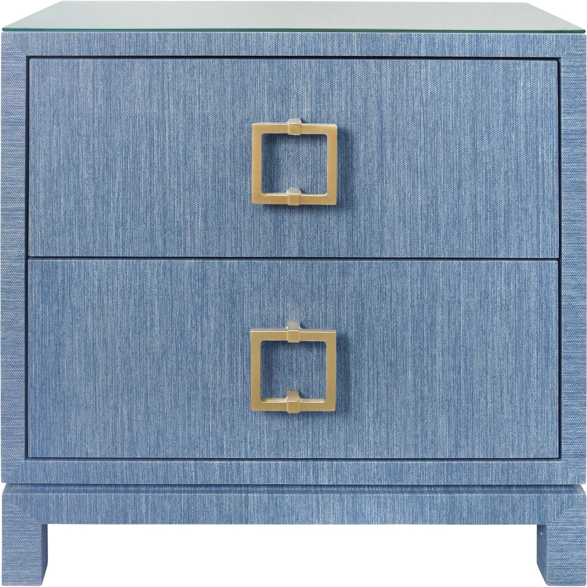 Cole Two Drawer Side Table by Worlds Away. Made from grasscloth in a unique style.