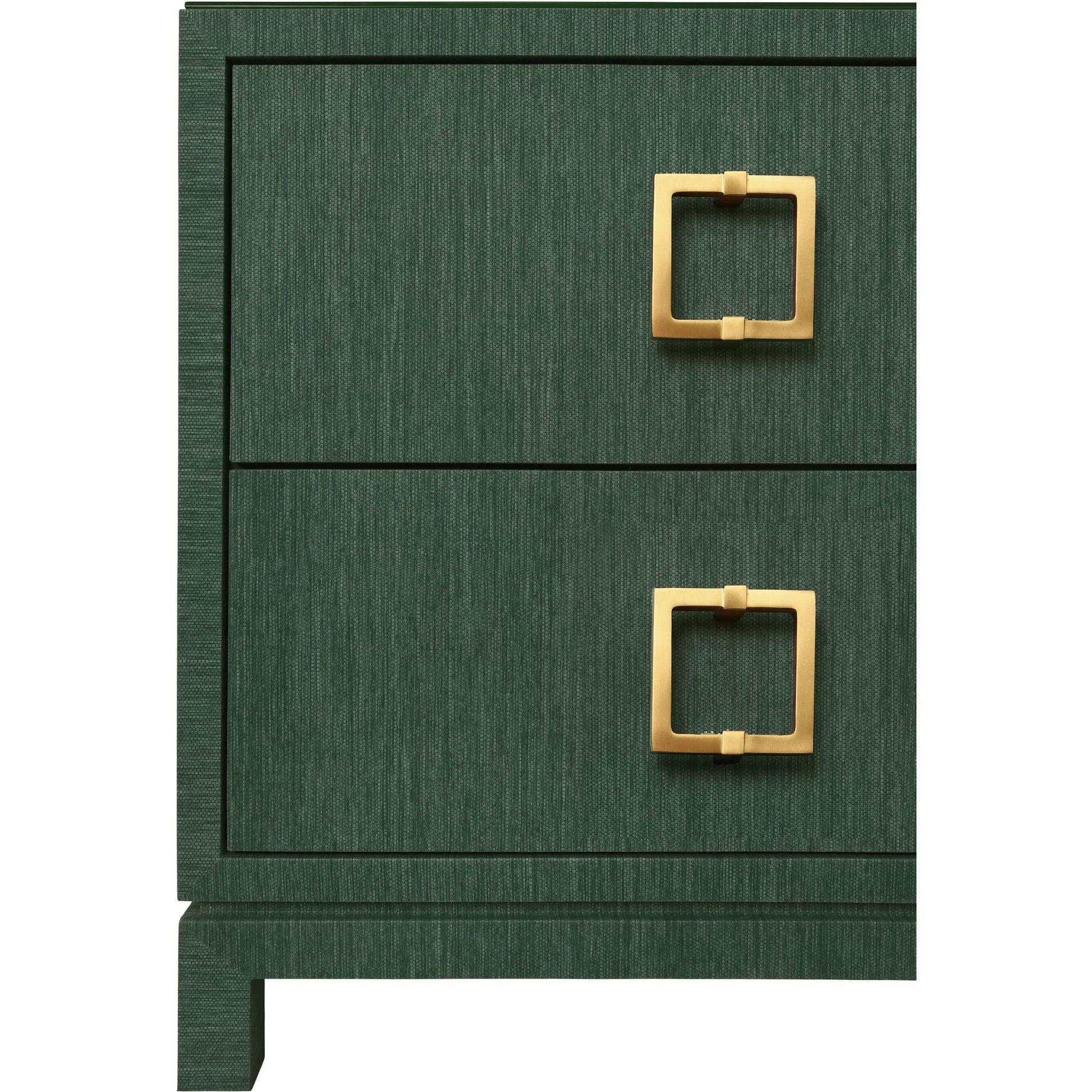 Cole Two Drawer Side Table by Worlds Away. Made from grasscloth in a unique style.