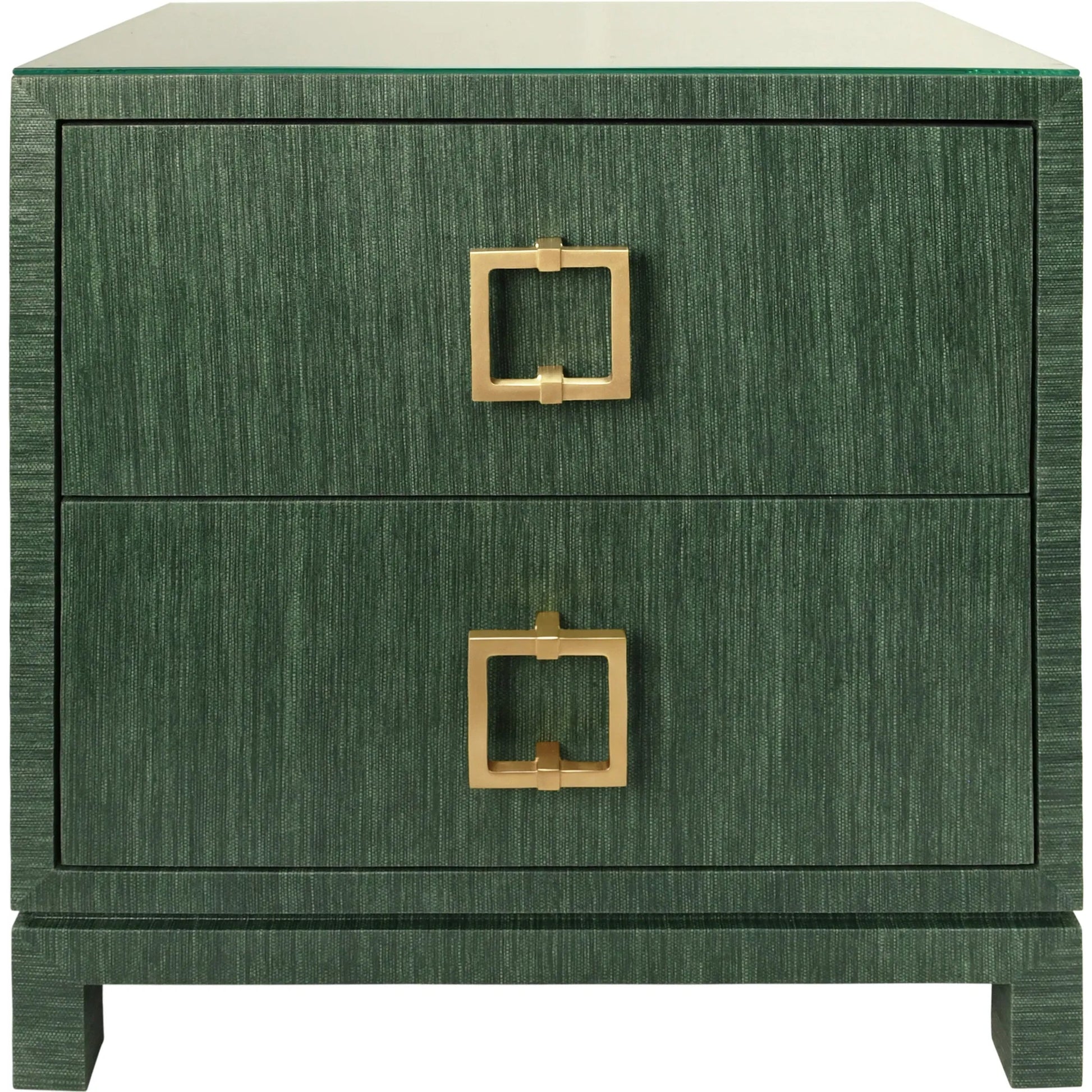 Cole Two Drawer Side Table by Worlds Away. Made from grasscloth in a unique style.